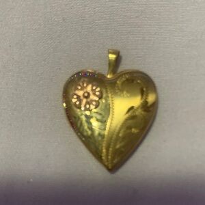 Gold Heart Pendant with Floral Design